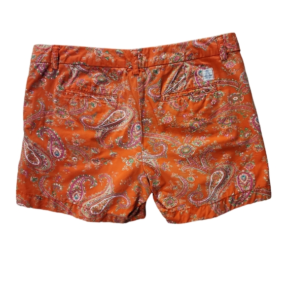 Women's shorts , tommy hilfiger size 8 orange paisley design zip & button front - Picture 5 of 9
